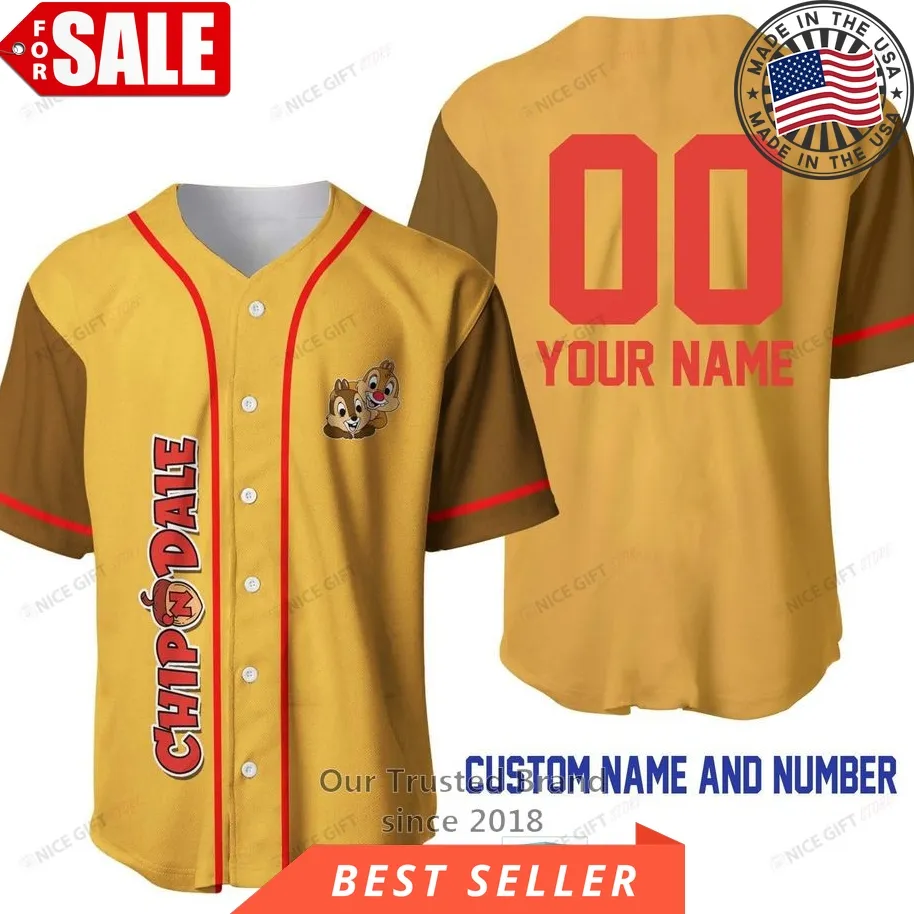Chip N Dale Personalized Orange Baseball Jersey Shirt