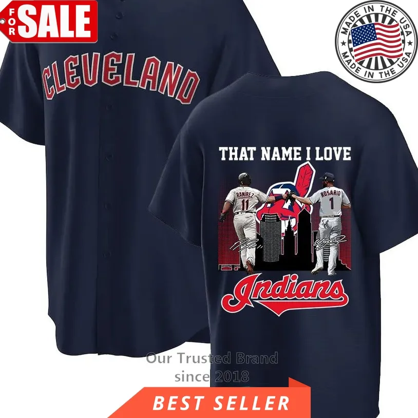 Cleveland Indians That Name I Love Dark Blue Baseball Jersey