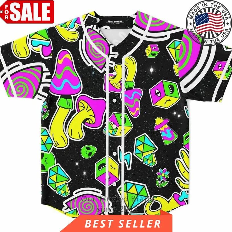 Colorful Trippy Shapes Baseball Jersey