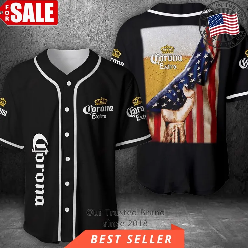 Corona Extra Beer United States Flag Baseball Jersey