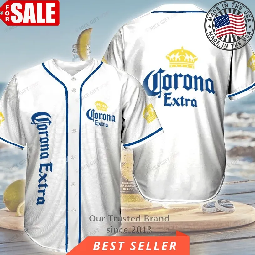 Corona Extra Logo White Baseball Jersey