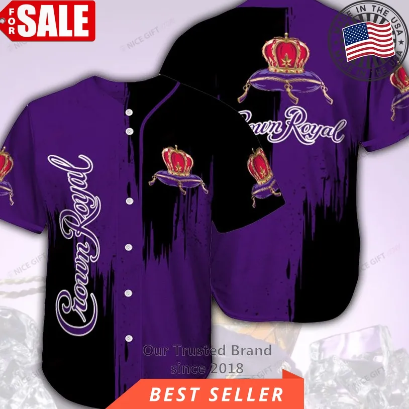Crown Royal Logo Black Purple Baseball Jersey