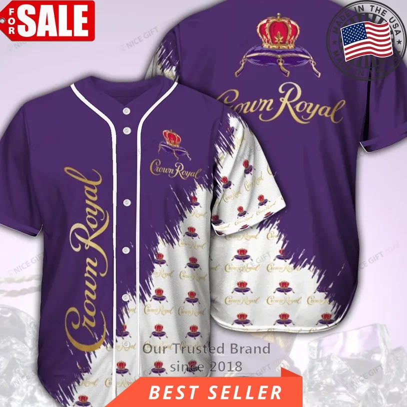 Crown Royal Logo Pattern Purple Baseball Jersey