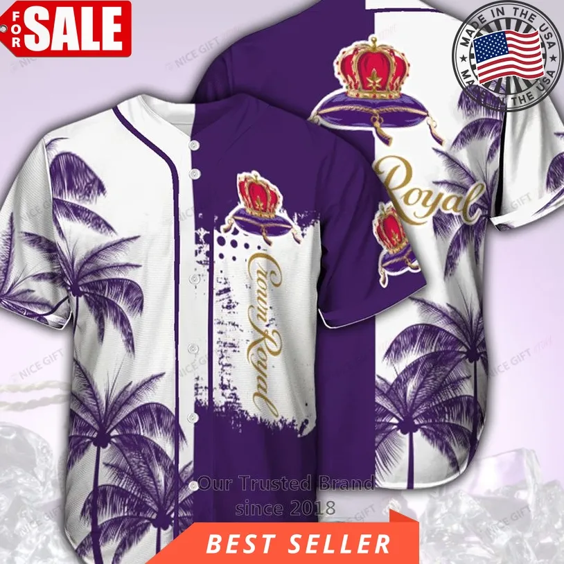 Crown Royal Palm Tree White Purple Baseball Jersey Unisex Trending