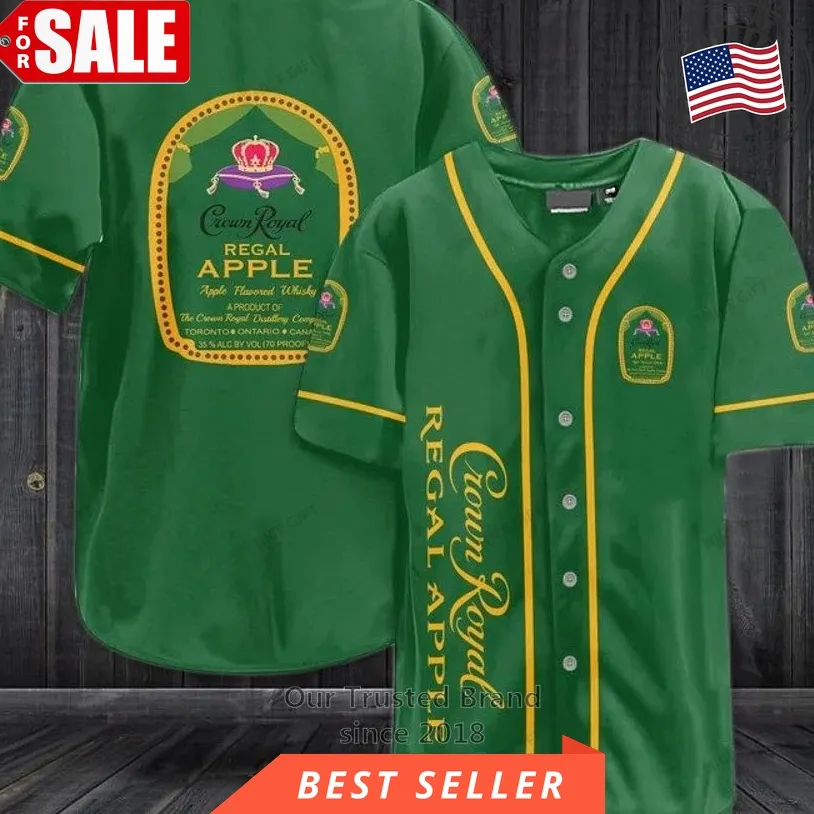 Crown Royal Regal Apple Green Baseball Jersey Size up S to 5XL