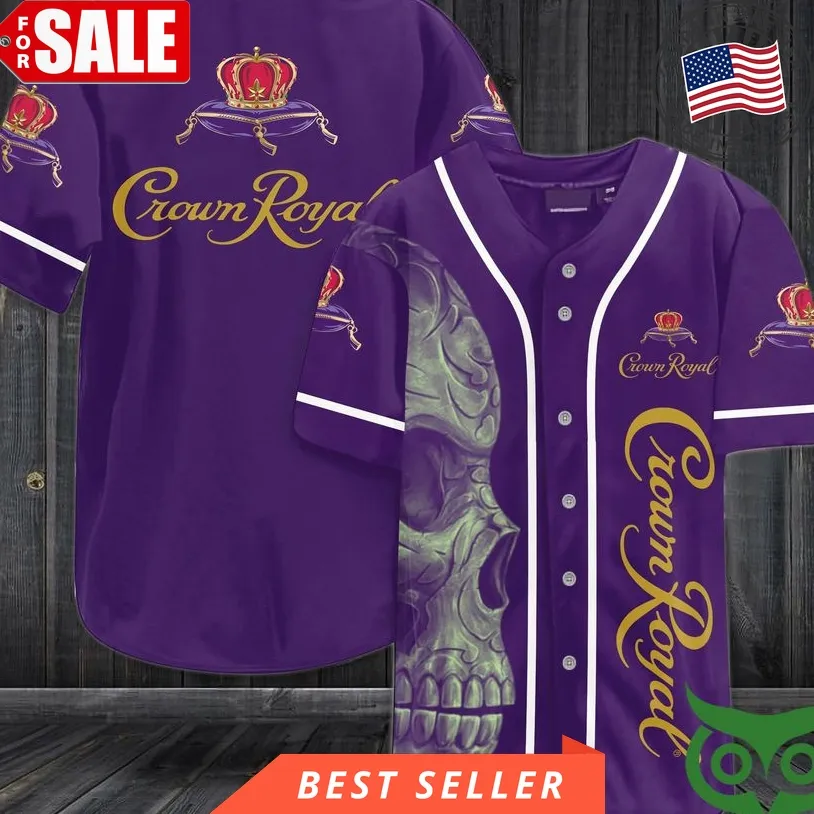 Crown Royal Skull Baseball Jersey Shirt Plus Size Skull,Baseball,Dad