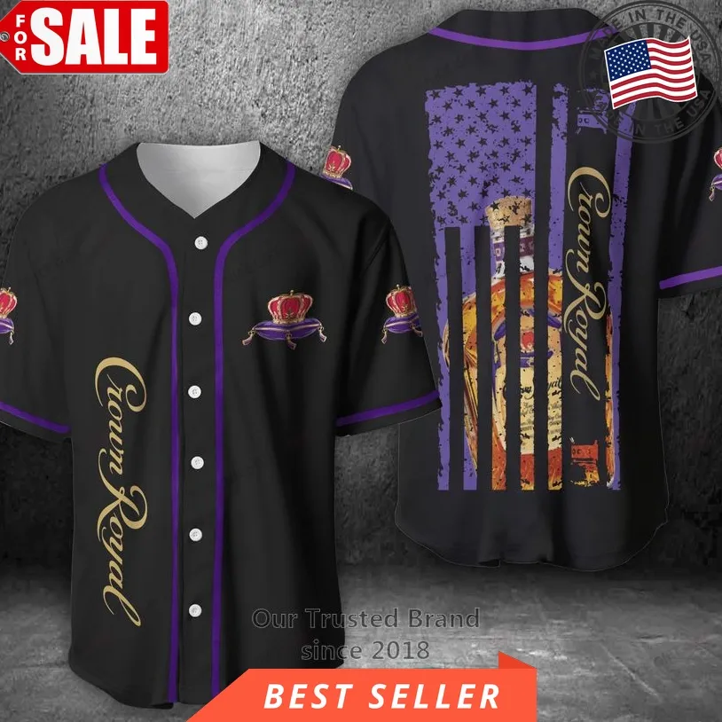 Crown Royal United States Flag Black Purple Baseball Jersey Plus Size Trending