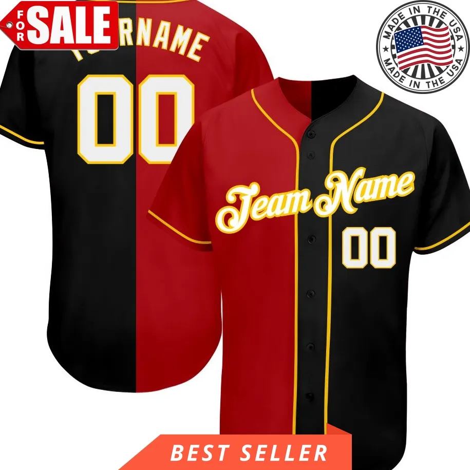 Custom Black White Red Split New Fashion Baseball Jersey Shirt Plus Size