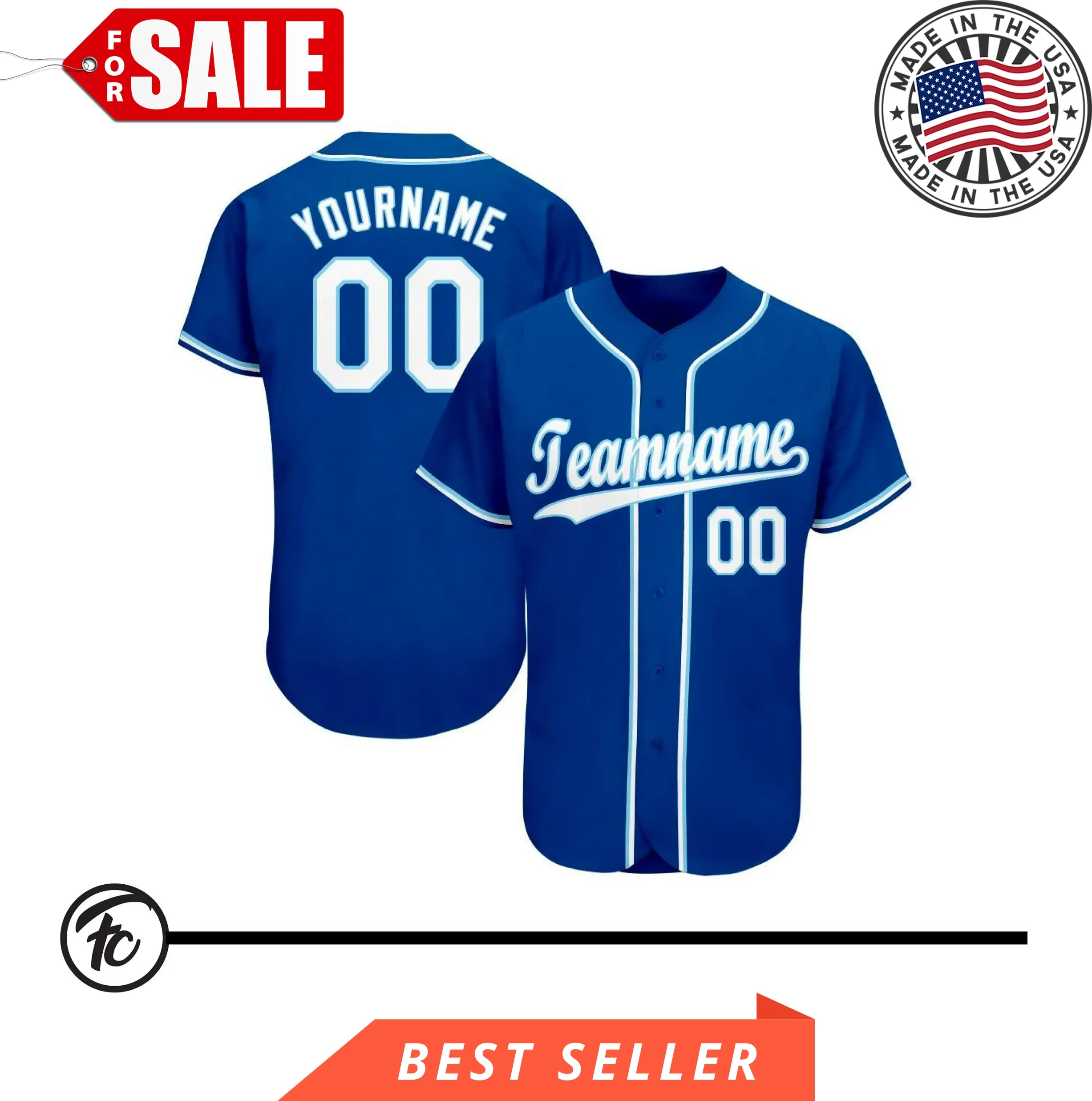 Custom Blue Custom Made In Usa Button Up Custom Name Baseball Jersey Size up S to 5XL Bluey Dad Shirt,Baseball