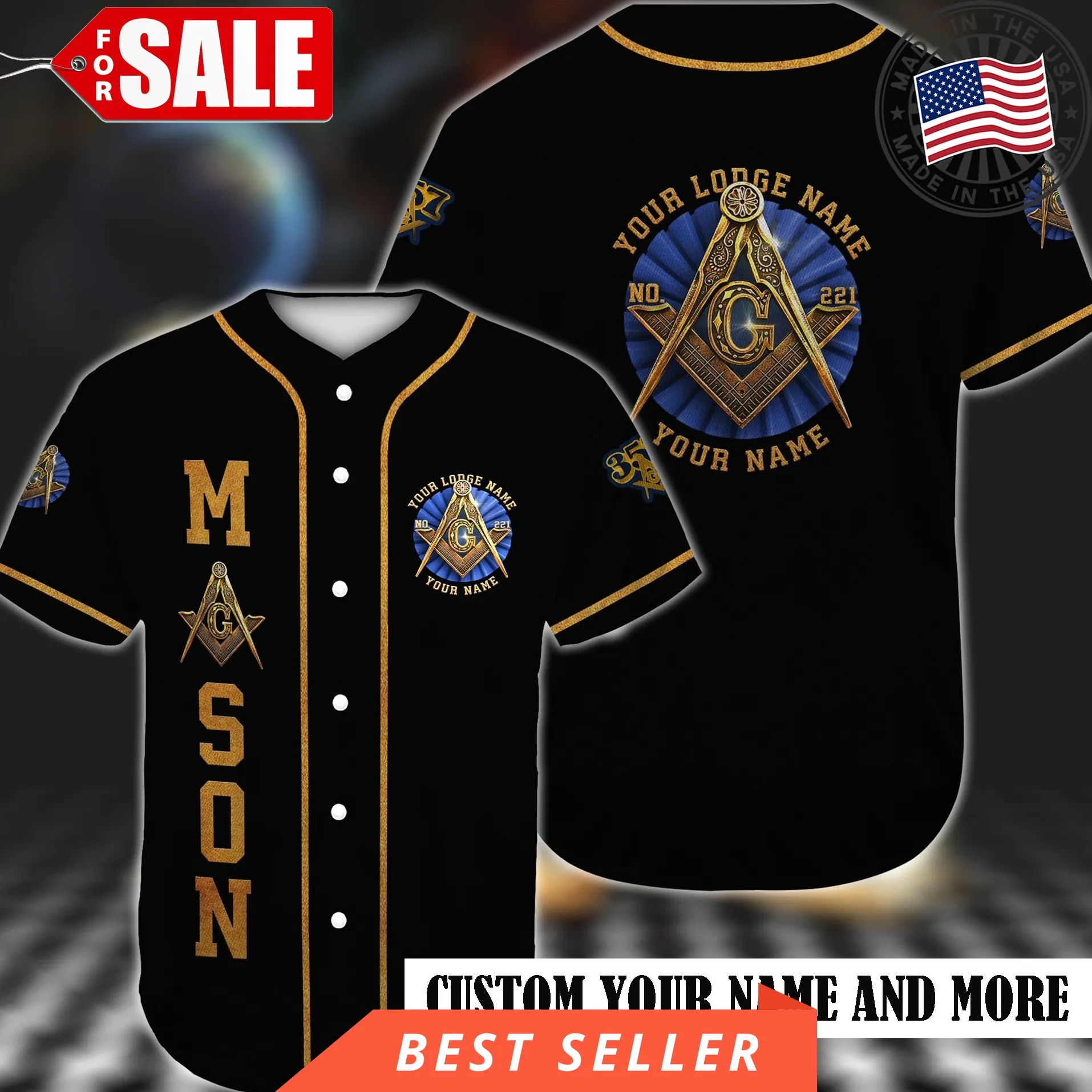 Custom Lodge Name Number Freemason Baseball Jersey Shirt Unisex Baseball,Dad,Aunt