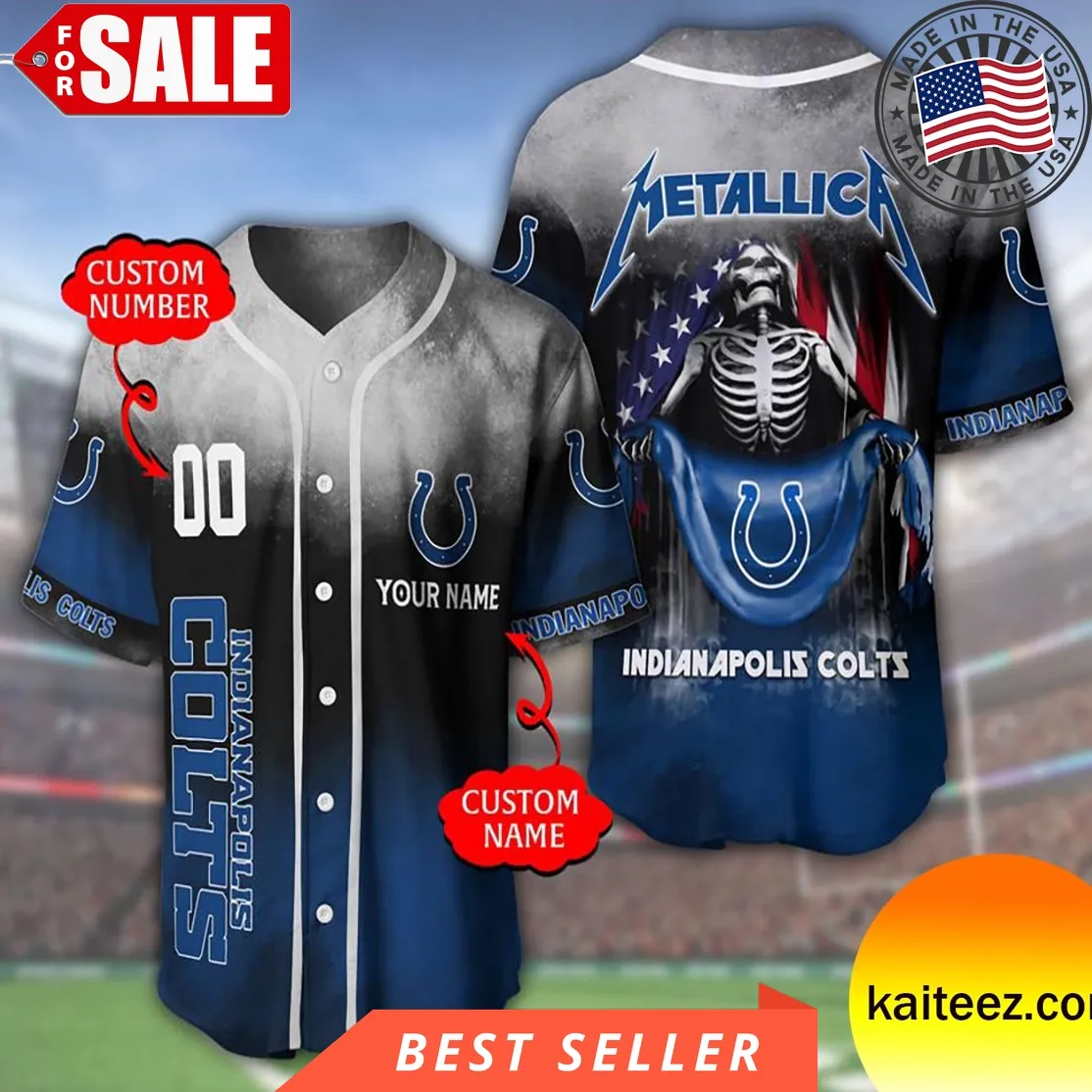 Custom Name And Number Metallica Band Indianapolis Colts Nfl Flag America Baseball Jersey Size up S to 5XL Sunflower,Baseball