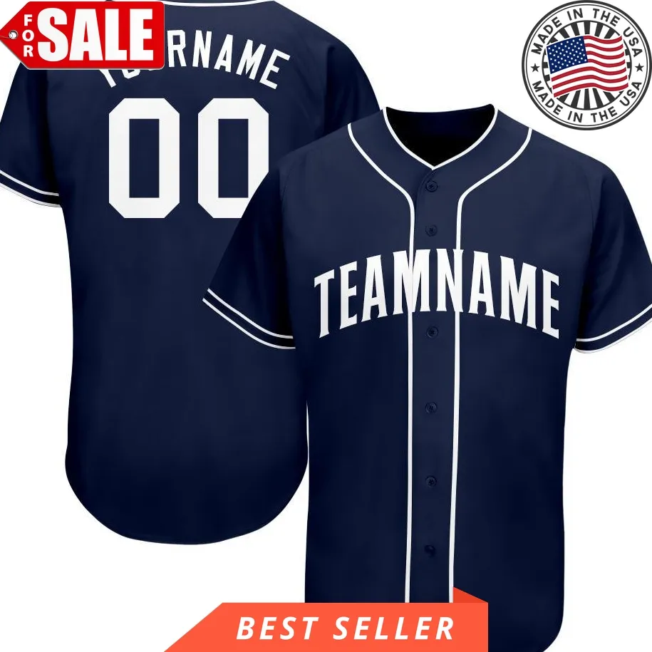 Custom Name And Number Navy White Baseball Jersey Size up S to 5XL