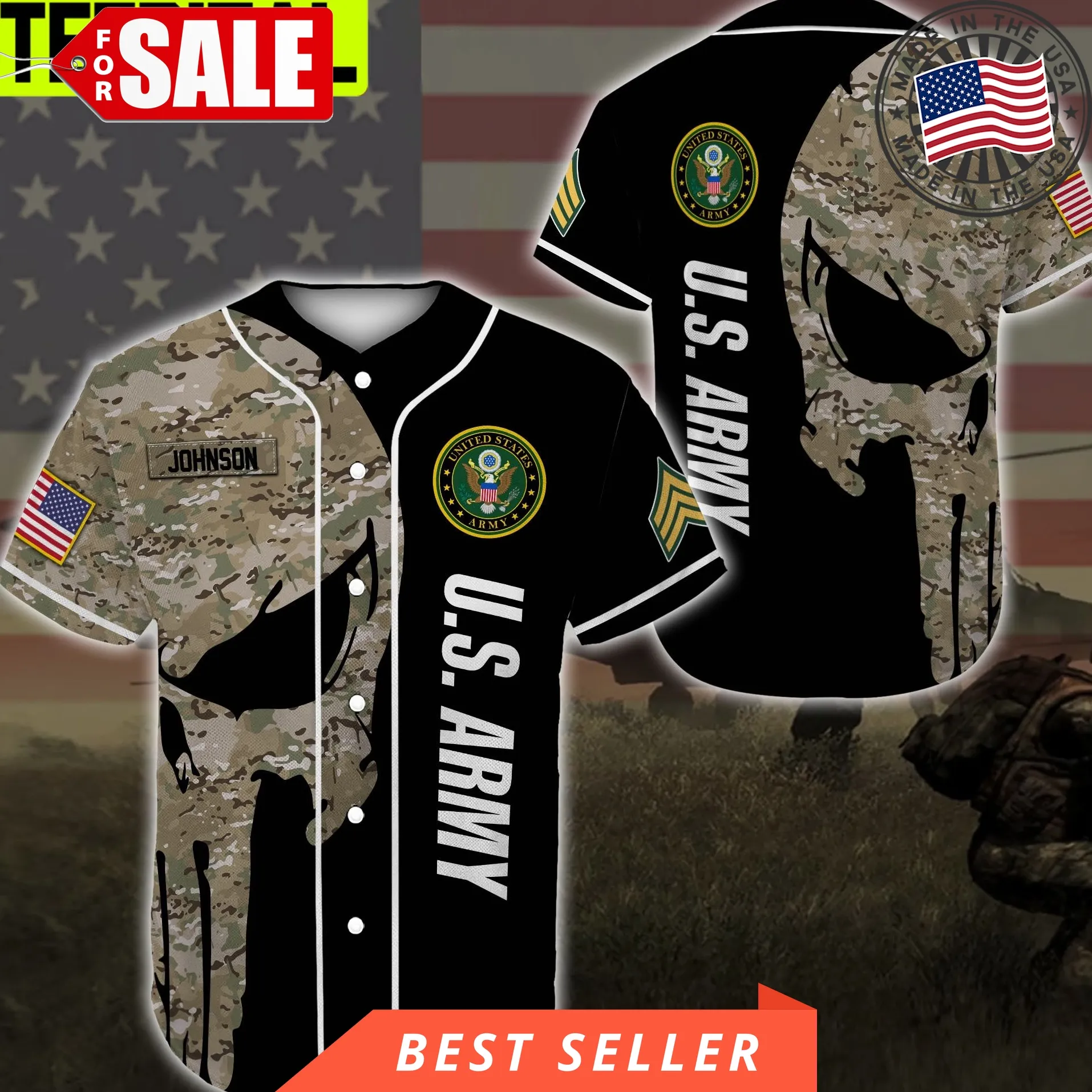 Custom Name Baseball Jersey United States Army All Over Printed Trending Baseball Jersey Plus Size