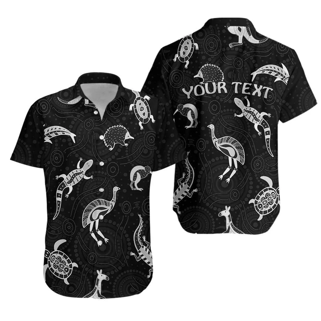 (Custom Personalised) Aboriginal Art Hawaiian Shirt Animals Australia Version Black Lt13_0
