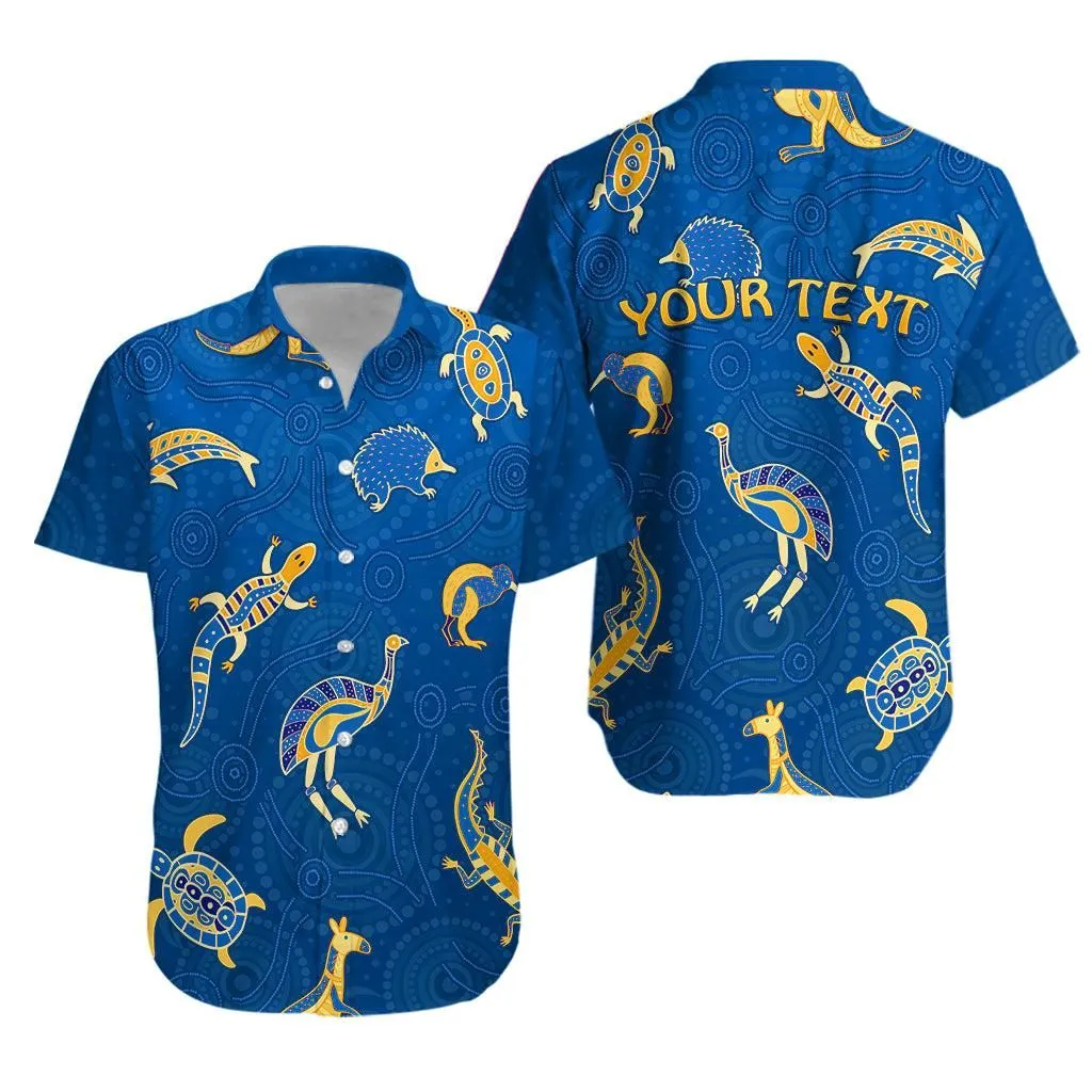 (Custom Personalised) Aboriginal Art Hawaiian Shirt Animals Australia Version Blue Lt13_0