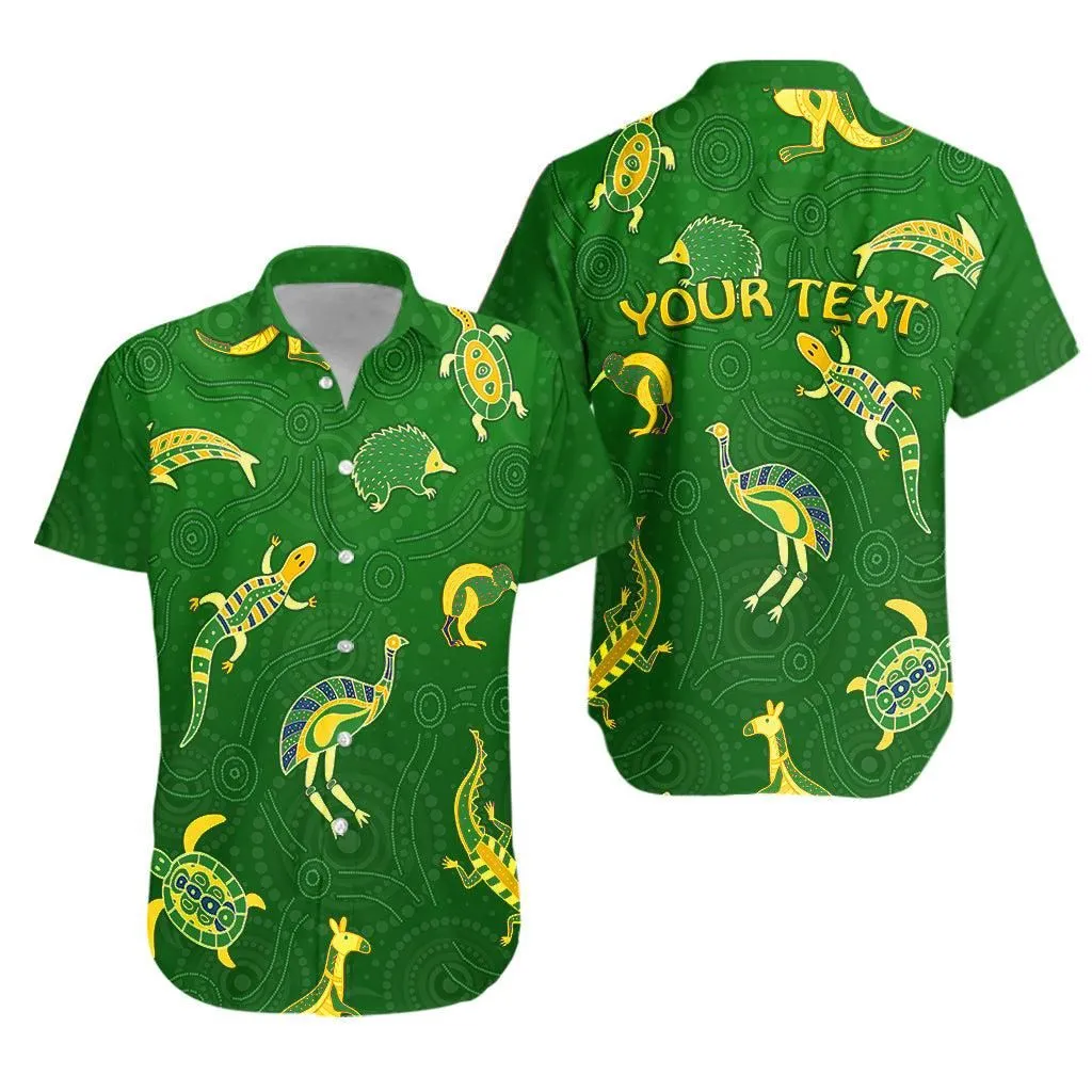 (Custom Personalised) Aboriginal Art Hawaiian Shirt Animals Australia Version Green Lt13_0