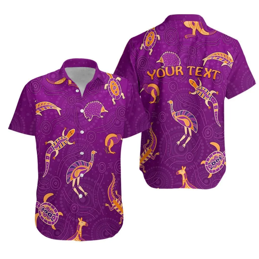 (Custom Personalised) Aboriginal Art Hawaiian Shirt Animals Australia Version Purple Lt13_0