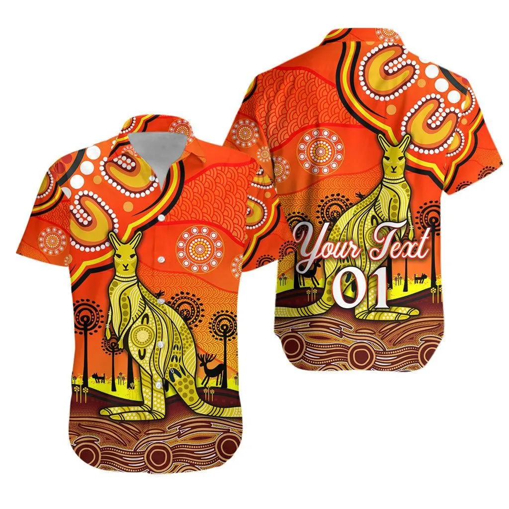 (Custom Personalised) Aboriginal Art Kangaroo Hawaiian Shirt Indigenous Unique Vibes   Orange Lt8_1