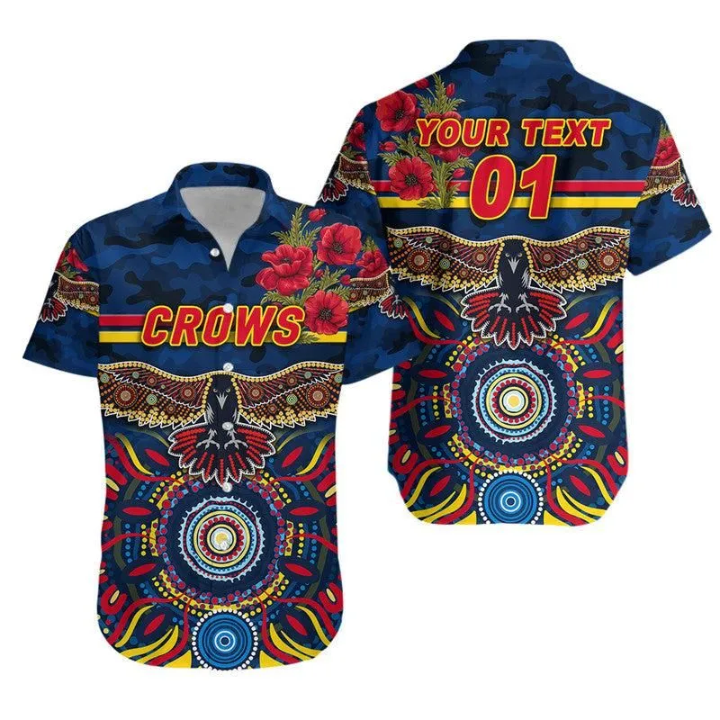 (Custom Personalised) Adelaide Crows Anzac Hawaiian Shirt Indigenous Vibes   Navy Blue Lt8_1