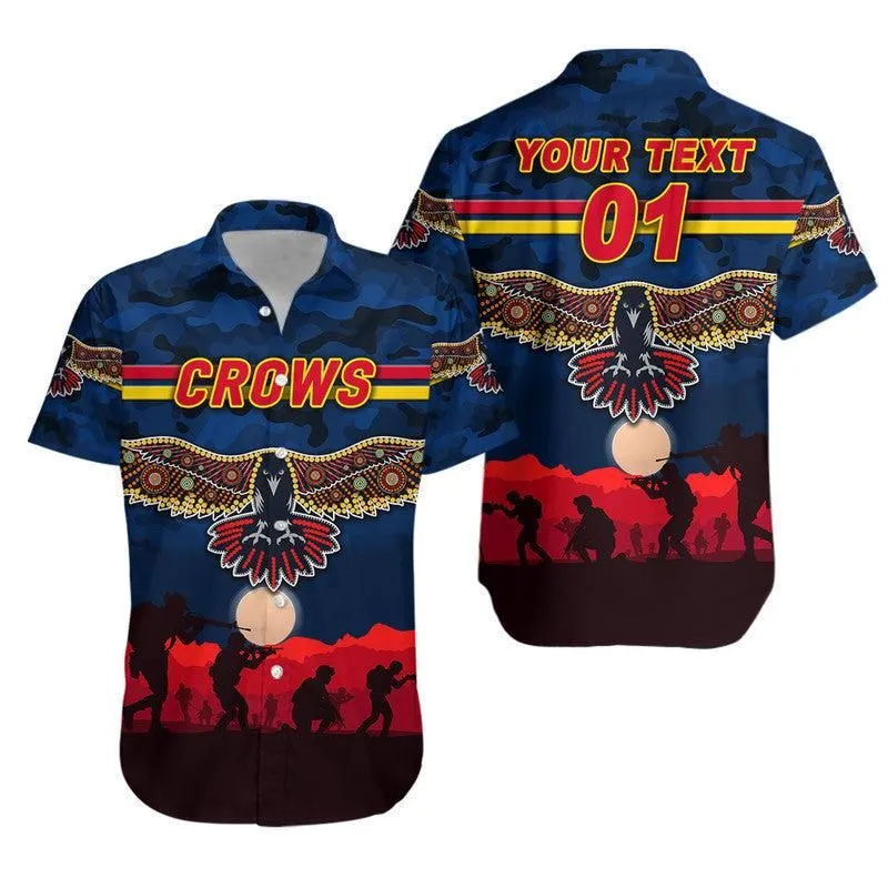 (Custom Personalised) Adelaide Crows Anzac Hawaiian Shirt Simple Style   Navy Blue Lt8_1