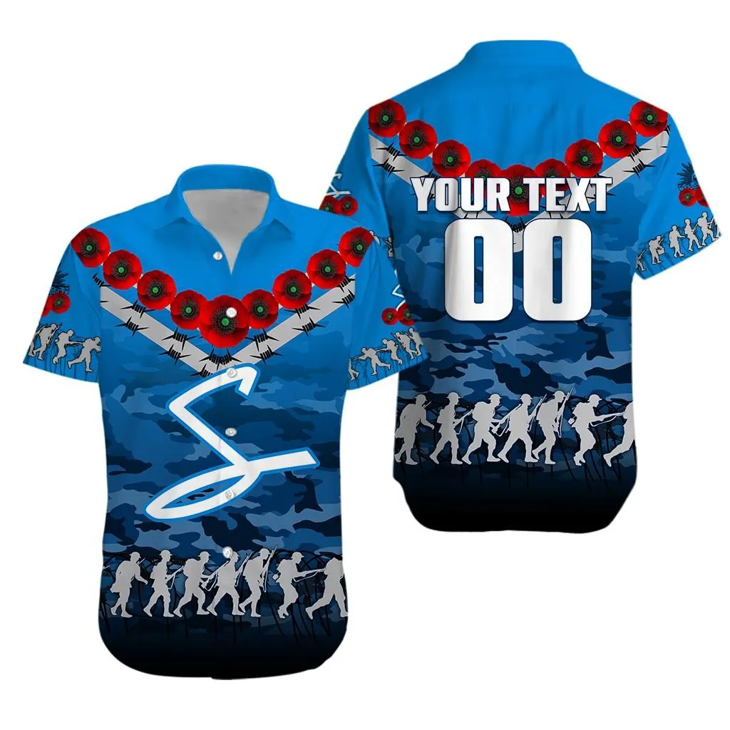 (Custom Personalised) Adelaide Strikers Anzac 2022 Hawaiian Shirt Camouflage With Poppy   Lt12_0