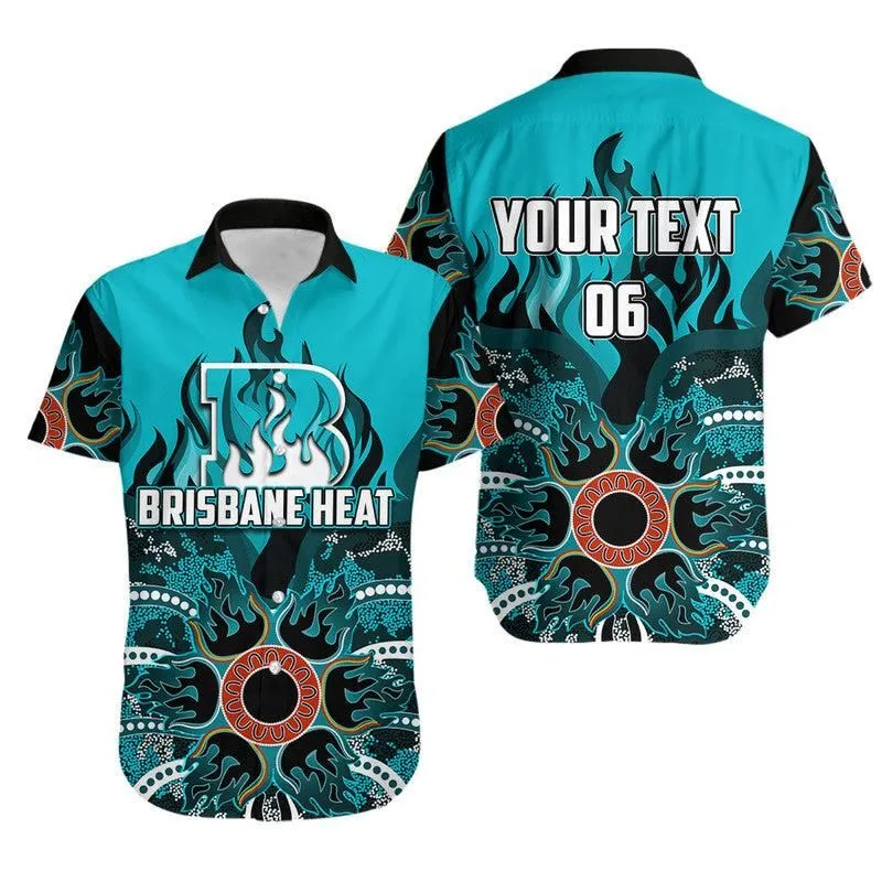 (Custom Personalised And Number) Brisbane Heat Hawaiian Shirt Cricket Dot Aboriginal Lt6_0