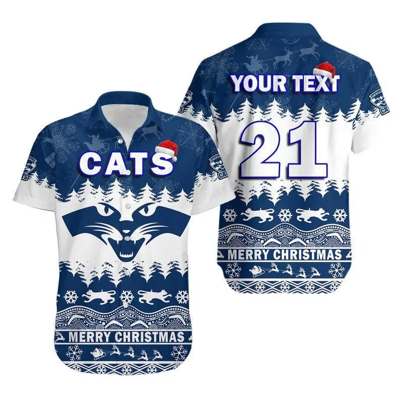 (Custom Personalised And Number) Geelong Cats Unique Winter Season Hawaiian Shirt Cats Merry Christmas Lt9_0