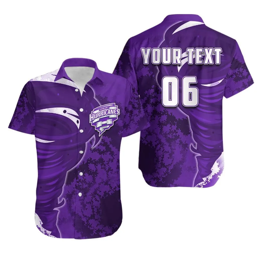(Custom Personalised And Number) Hobart Hurricanes Hawaiian Shirt Cricket Special Style Lt6_1