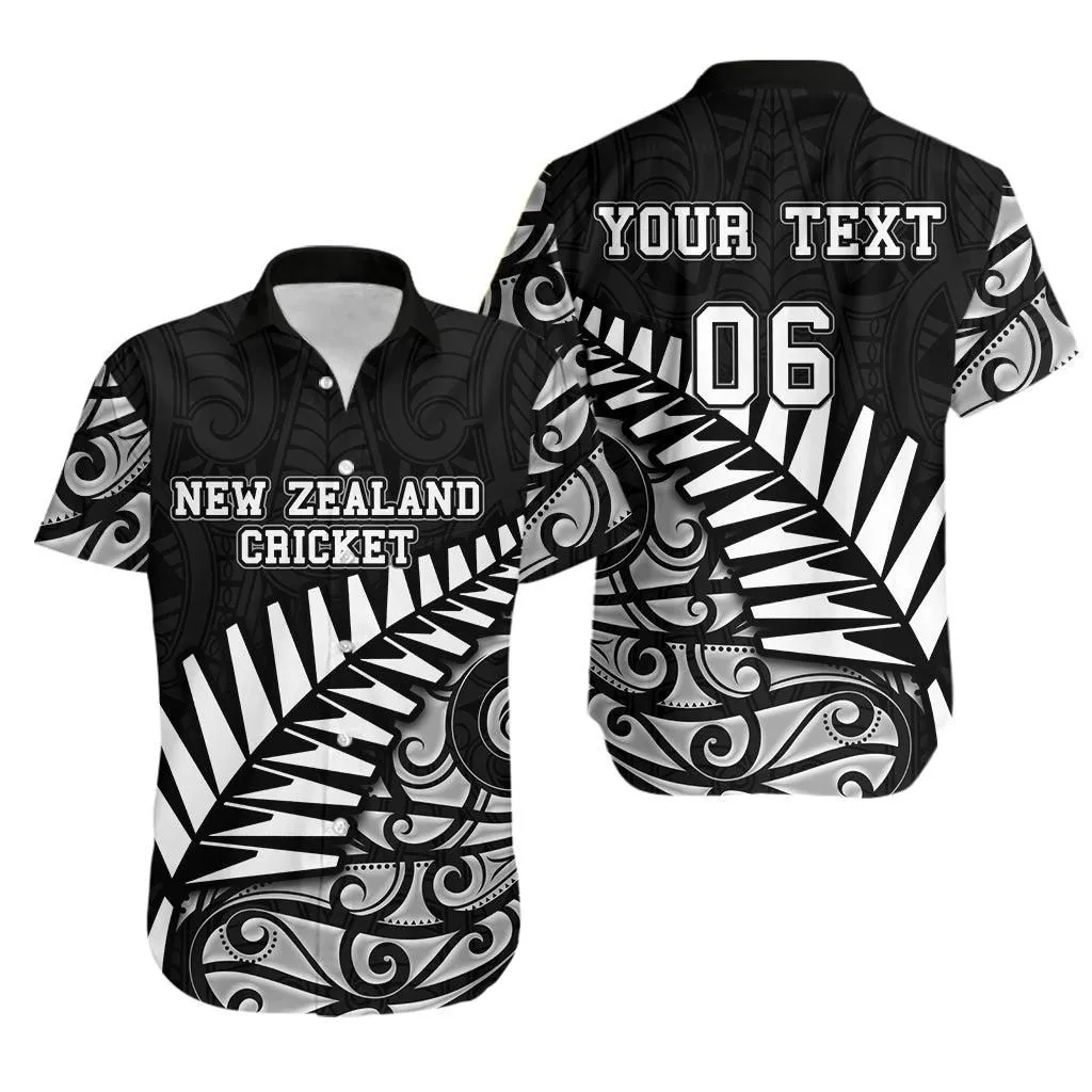 (Custom Personalised And Number) New Zealand National Cricket Team Hawaiian Shirt Maori Patterns Lt6_1