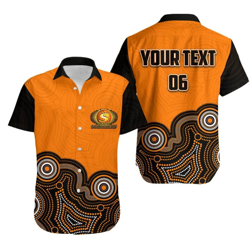 (Custom Personalised And Number) Perth Scorchers Hawaiian Shirt Cricket Aboriginal Style Lt6_1