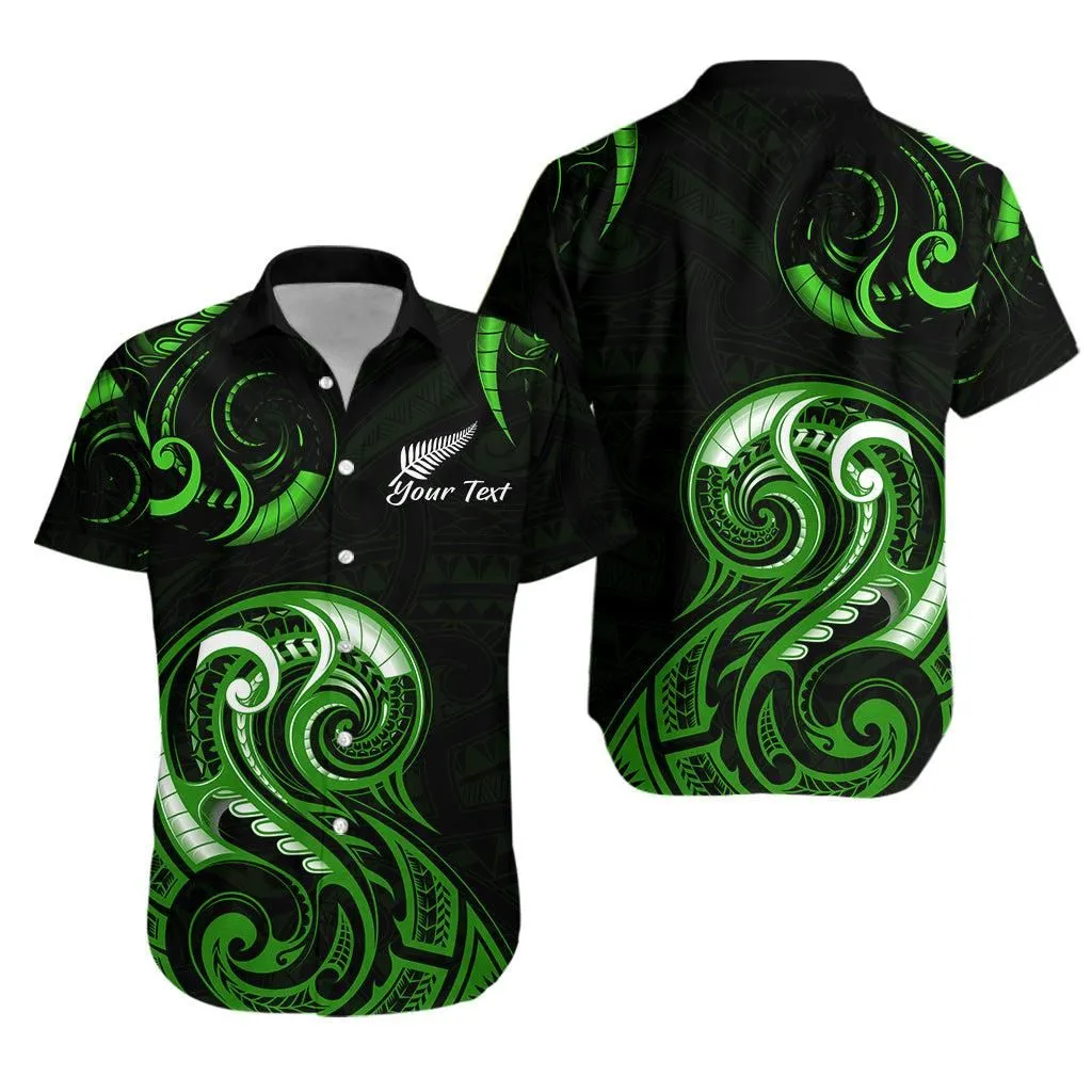(Custom Personalised) Aotearoa Fern Hawaiian Shirt Maori Pattern Version Green Lt13_1