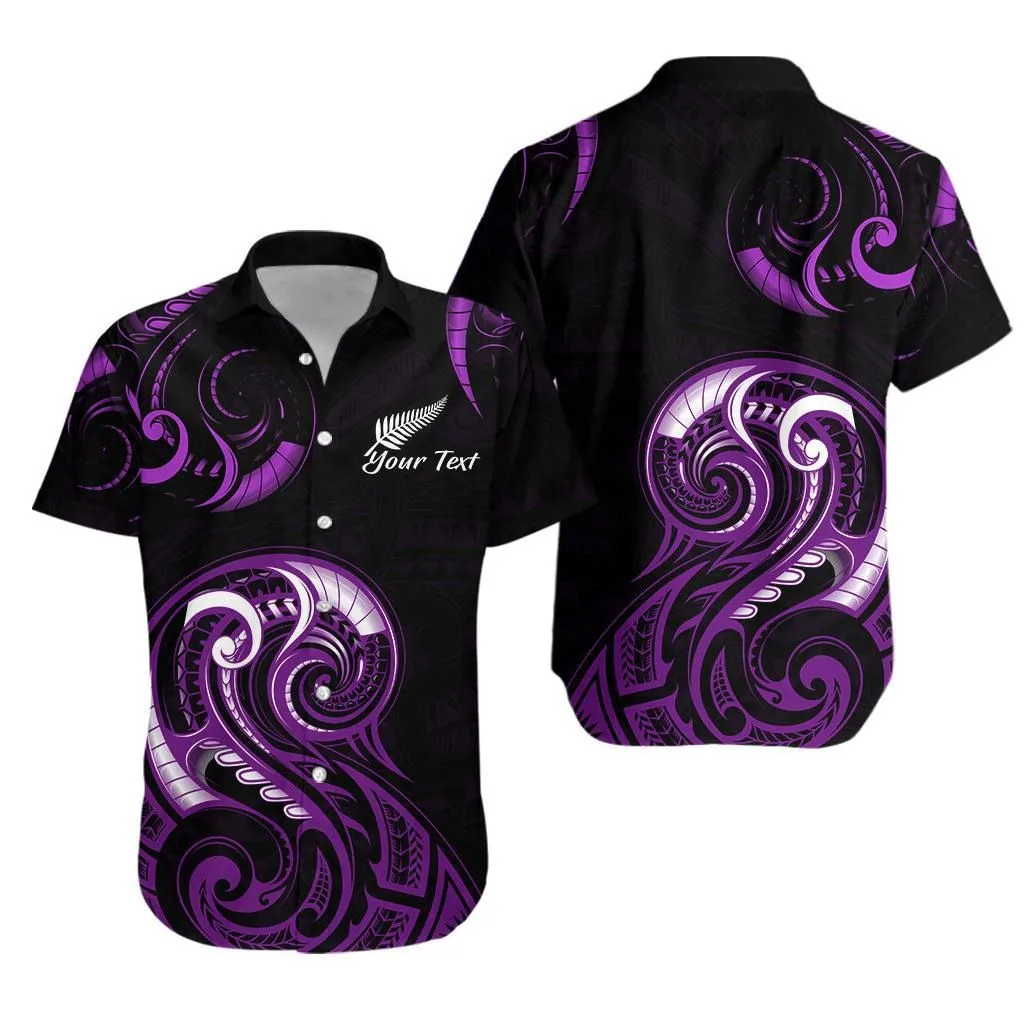 (Custom Personalised) Aotearoa Fern Hawaiian Shirt Maori Pattern Version Purple Lt13_1