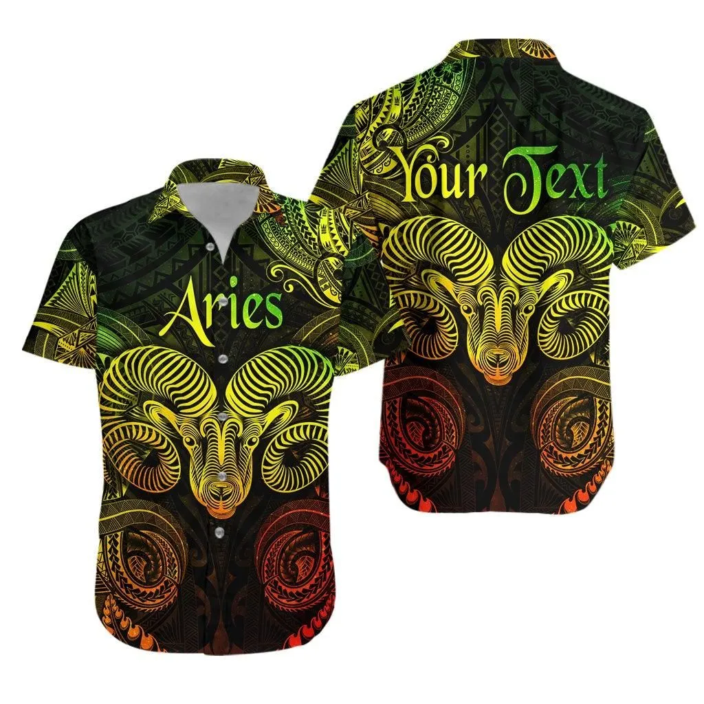 (Custom Personalised) Aries Zodiac Polynesian Hawaiian Shirt Unique Style   Reggae Lt8_1