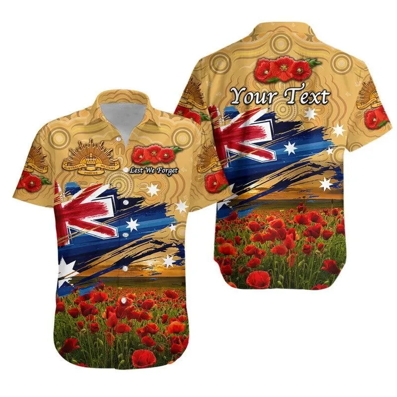 (Custom Personalised) Australia Aboriginal Anzac Hawaiian Shirt Poppy Vibes   Gold Lt8_1