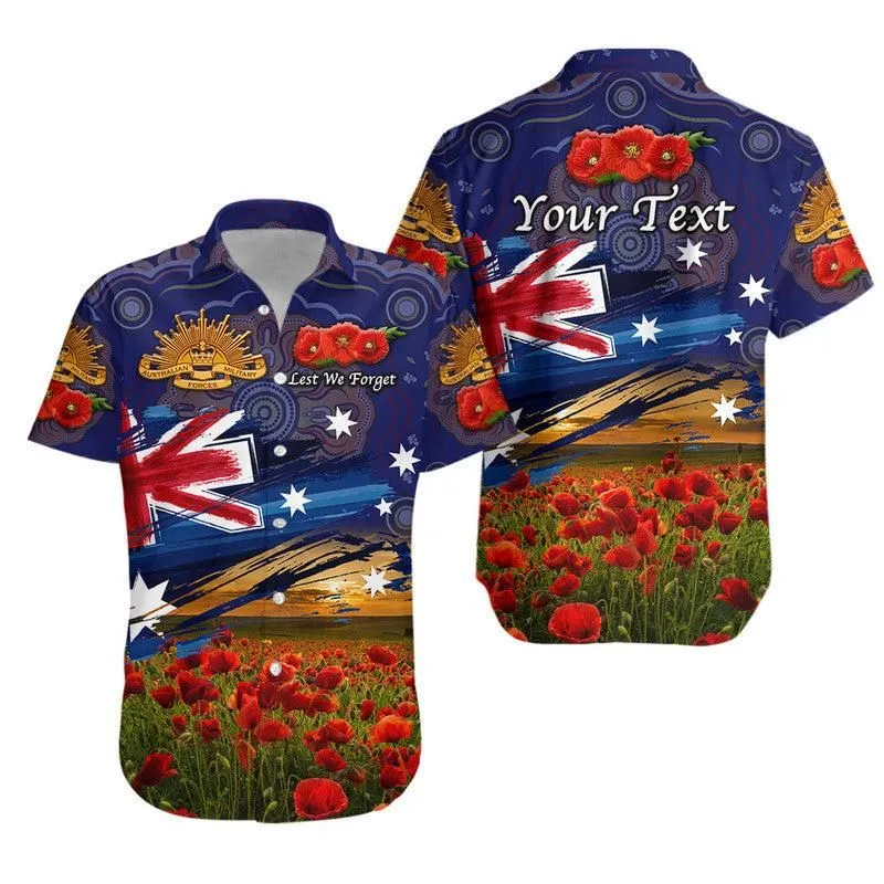 (Custom Personalised) Australia Aboriginal Anzac Hawaiian Shirt Poppy Vibes   Navy Lt8_1