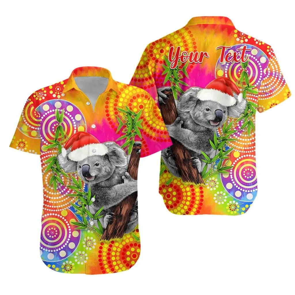 (Custom Personalised) Australia Koala Aboriginal Hawaiian Shirt Rainbow Tie Dye Merry Christmas Lt13_0
