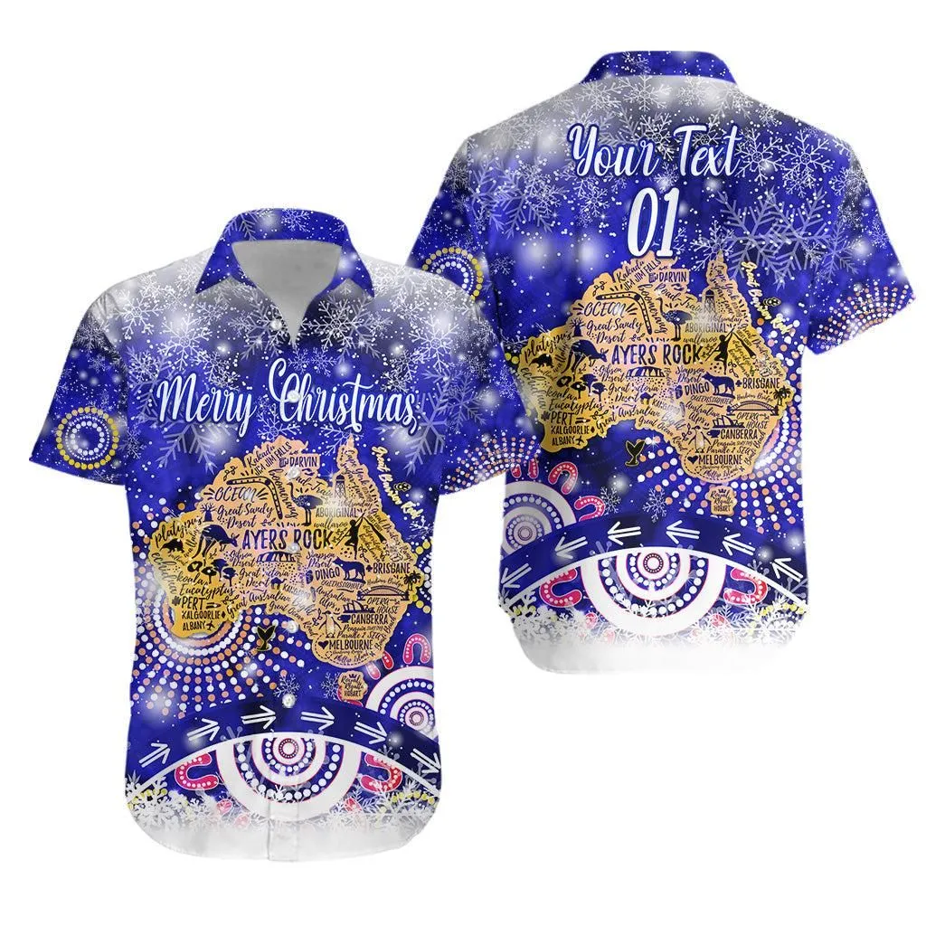 (Custom Personalised) Australia Map Christmas Hawaiian Shirt Original Style   Blue Lt8_1