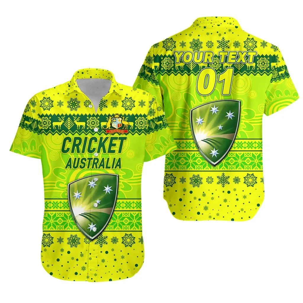 (Custom Personalised) Australia Men Cricket Team Hawaiian Shirt Christmas Simple Style Lt8_1