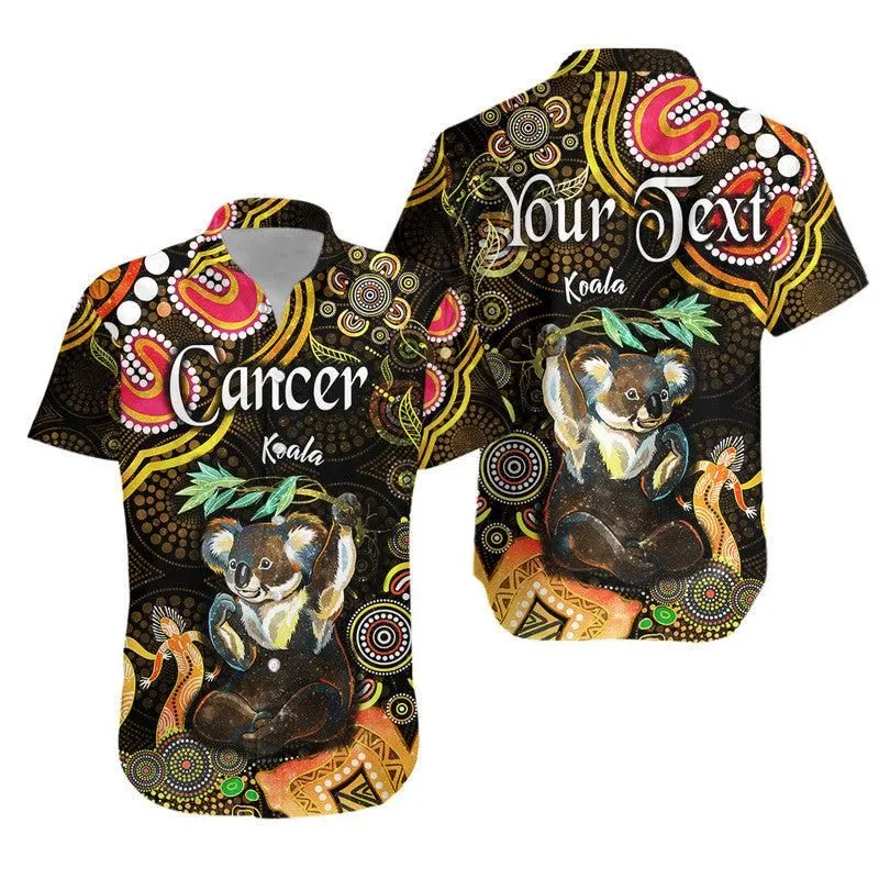 (Custom Personalised) Australian Astrology Hawaiian Shirt Cancer Koala Zodiac Aboriginal Vibes   Gold Lt8_0