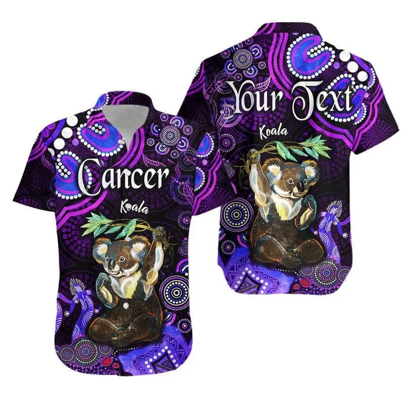 (Custom Personalised) Australian Astrology Hawaiian Shirt Cancer Koala Zodiac Aboriginal Vibes   Purple Lt8_0