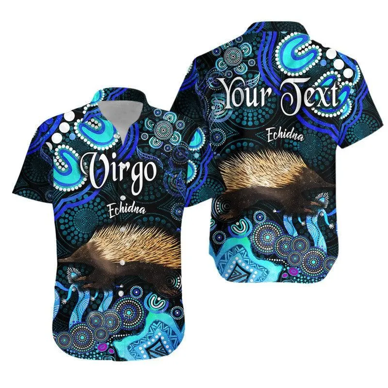 (Custom Personalised) Australian Astrology Hawaiian Shirt Virgo Echidna Zodiac Aboriginal Vibes   Blue Lt8_0