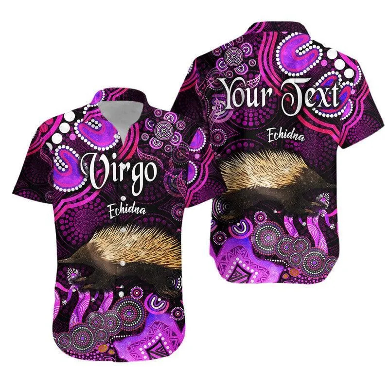 (Custom Personalised) Australian Astrology Hawaiian Shirt Virgo Echidna Zodiac Aboriginal Vibes   Pink Lt8_0