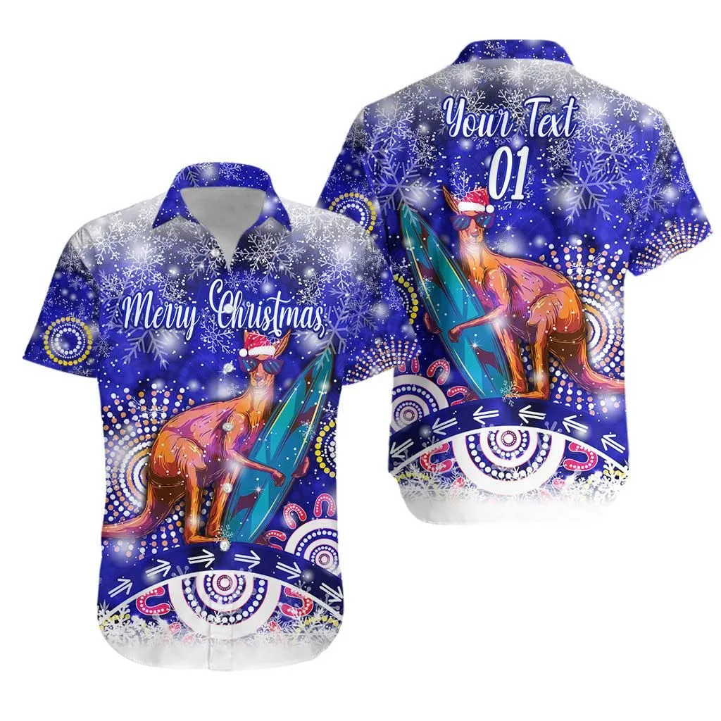 (Custom Personalised) Australian Kangaroo Christmas Hawaiian Shirt Original Style   Blue Lt8_1