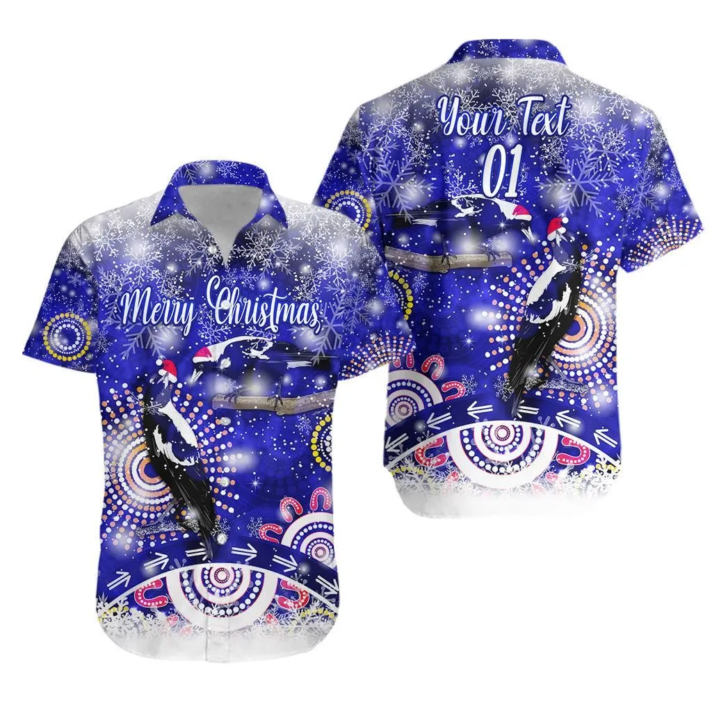 (Custom Personalised) Australian Magpies Christmas Hawaiian Shirt Original Style   Blue Lt8_1