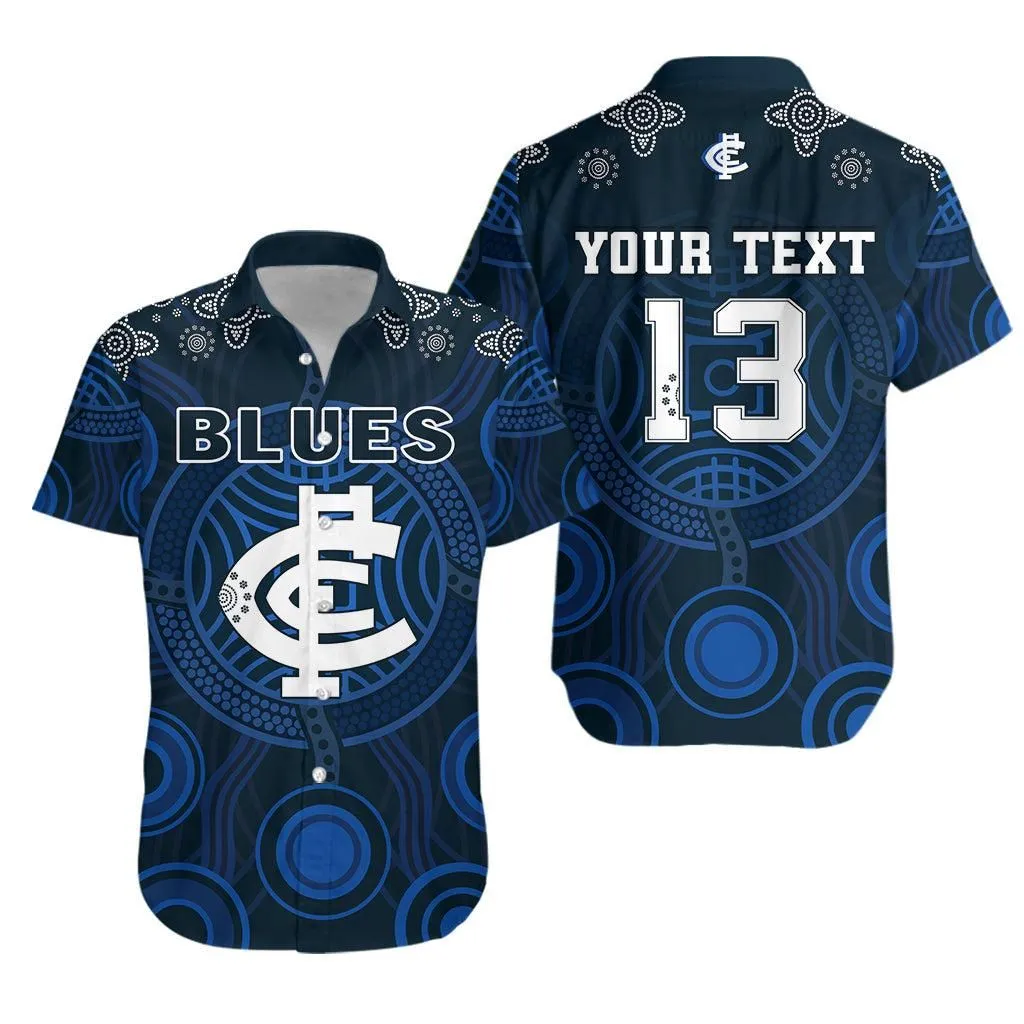 (Custom Personalised) Blues Indigenous Hawaiian Shirt 2021 Football Season Custom Text And Number Lt13_1