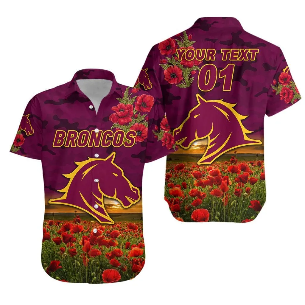 (Custom Personalised) Brisbane Broncos Anzac  Hawaiian Shirt Poppy Flowers Vibes Lt8_1