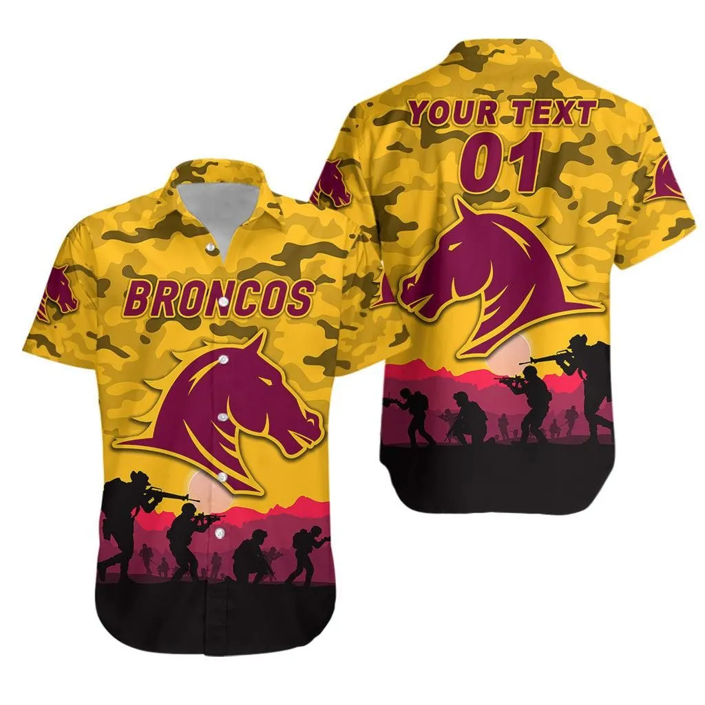 (Custom Personalised) Brisbane Broncos Anzac  Hawaiian Shirt Simple Style   Gold Lt8_1