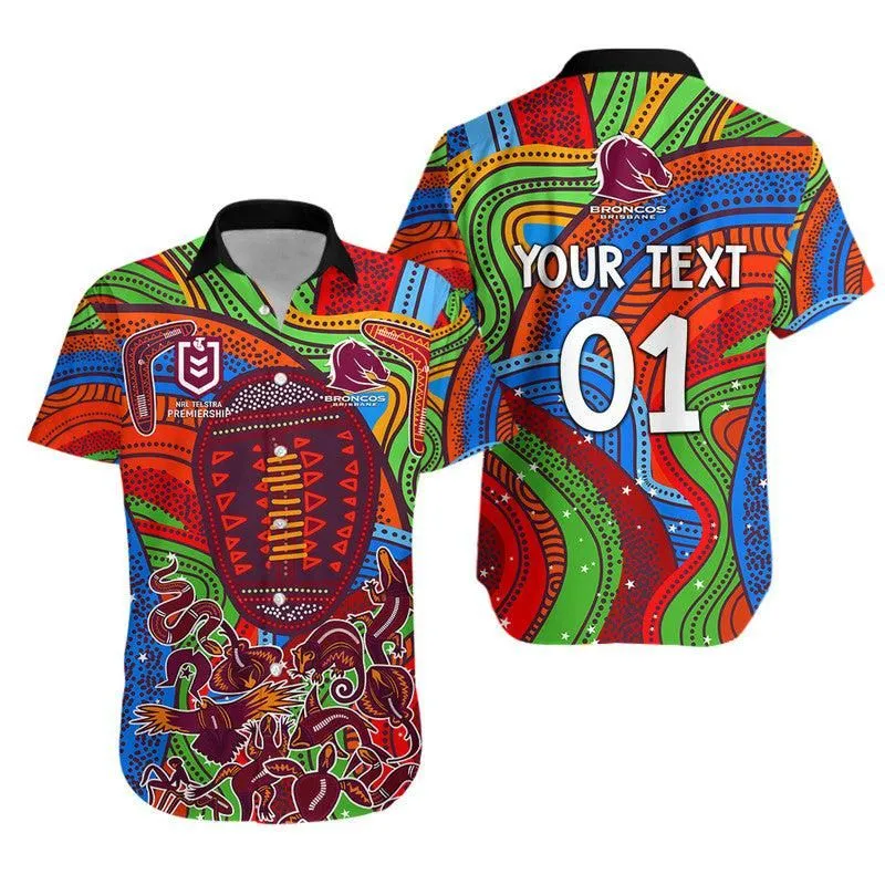 (Custom Personalised) Brisbane Broncos  Hawaiian Shirt Indigenous Vibes Lt8_0