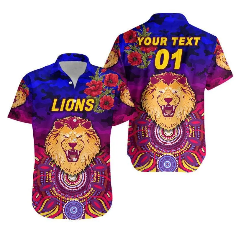 (Custom Personalised) Brisbane Lions Anzac Hawaiian Shirt Indigenous Vibes Lt8_1