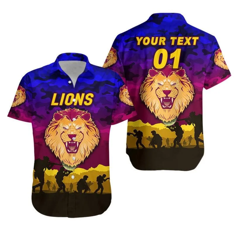 (Custom Personalised) Brisbane Lions Anzac Hawaiian Shirt Simple Style Lt8_1